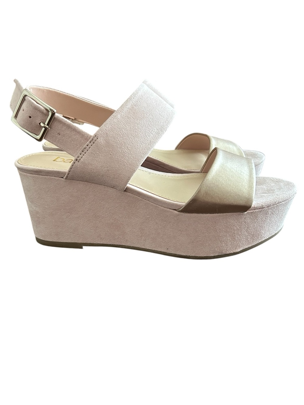 Bar III Blush Pink & Gold Platform Sandals Faux Suede PU Leather Size 7